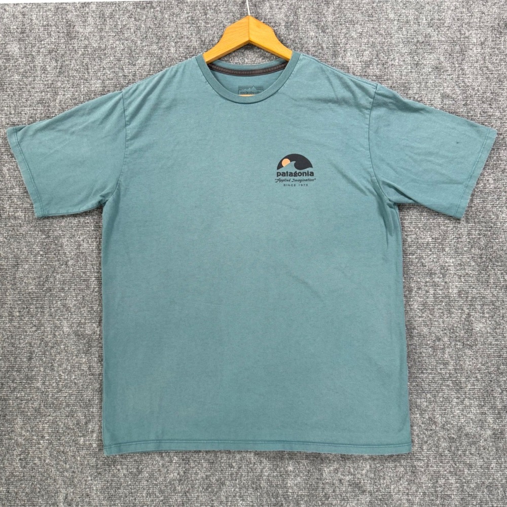 Patagonia Applied Imagination T-Shirt Men's Medium Green Organic Cotton Graphic - Picture 1 of 11